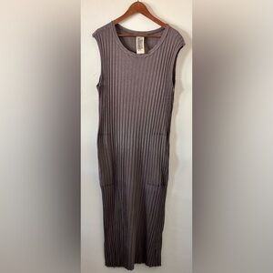 Free People Sleeveless, Ribbed Maxi Dress Women’s Medium in Taupe/Gray Color